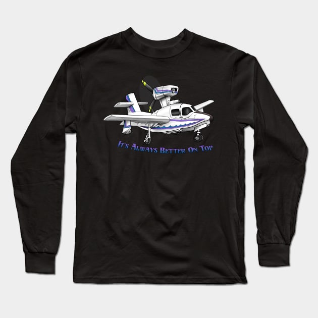 Lake Renegade Cartoon Sea Plane Long Sleeve T-Shirt by Funky Aviation